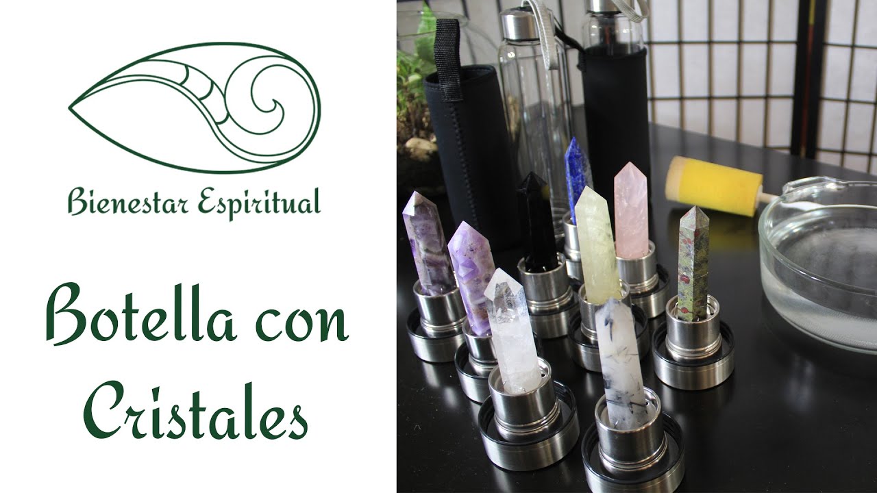 botella de agua con cuarzo