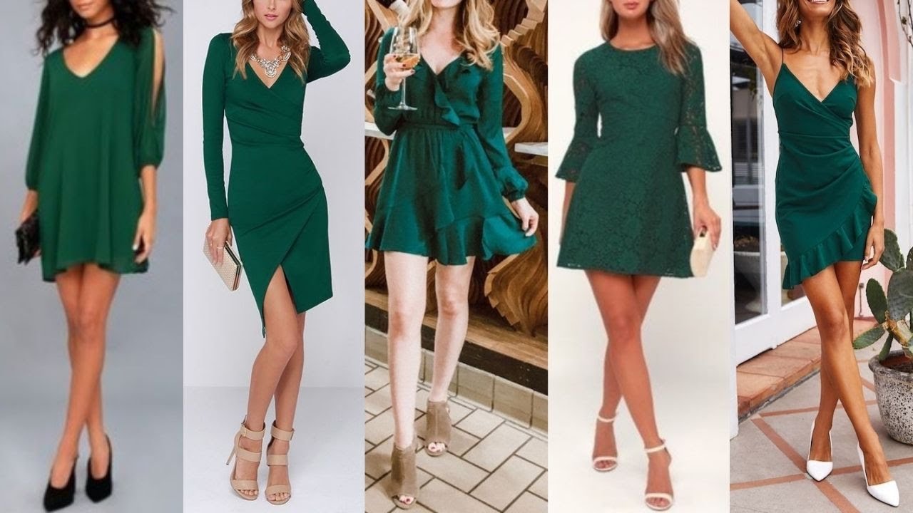 como combinar un vestido verde botella