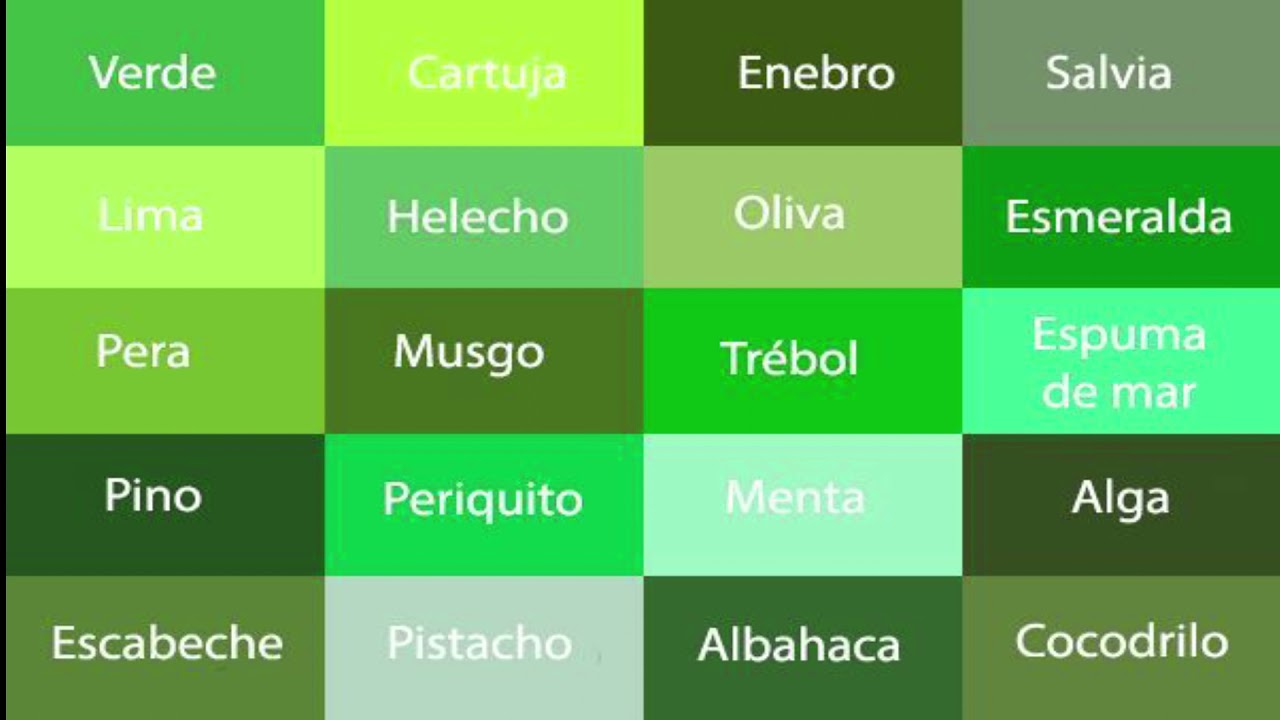 nombre de los tonos de verde